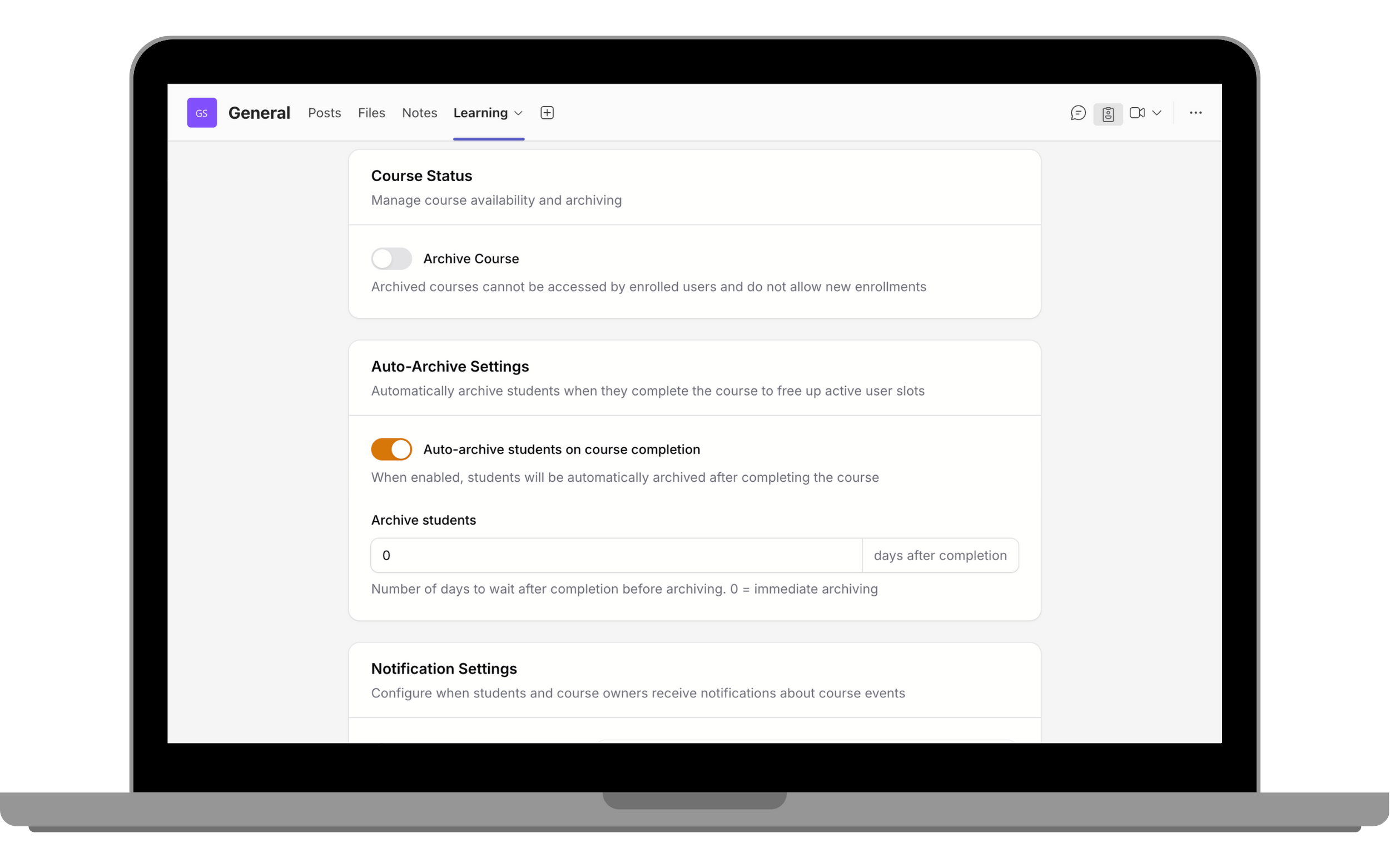 Specify the number of days to wait after completion (default **0 days** means immediate)