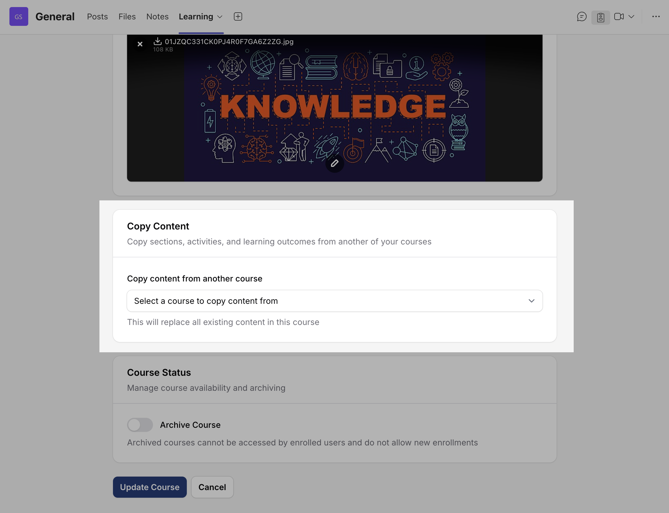 Copy Content from Existing Course