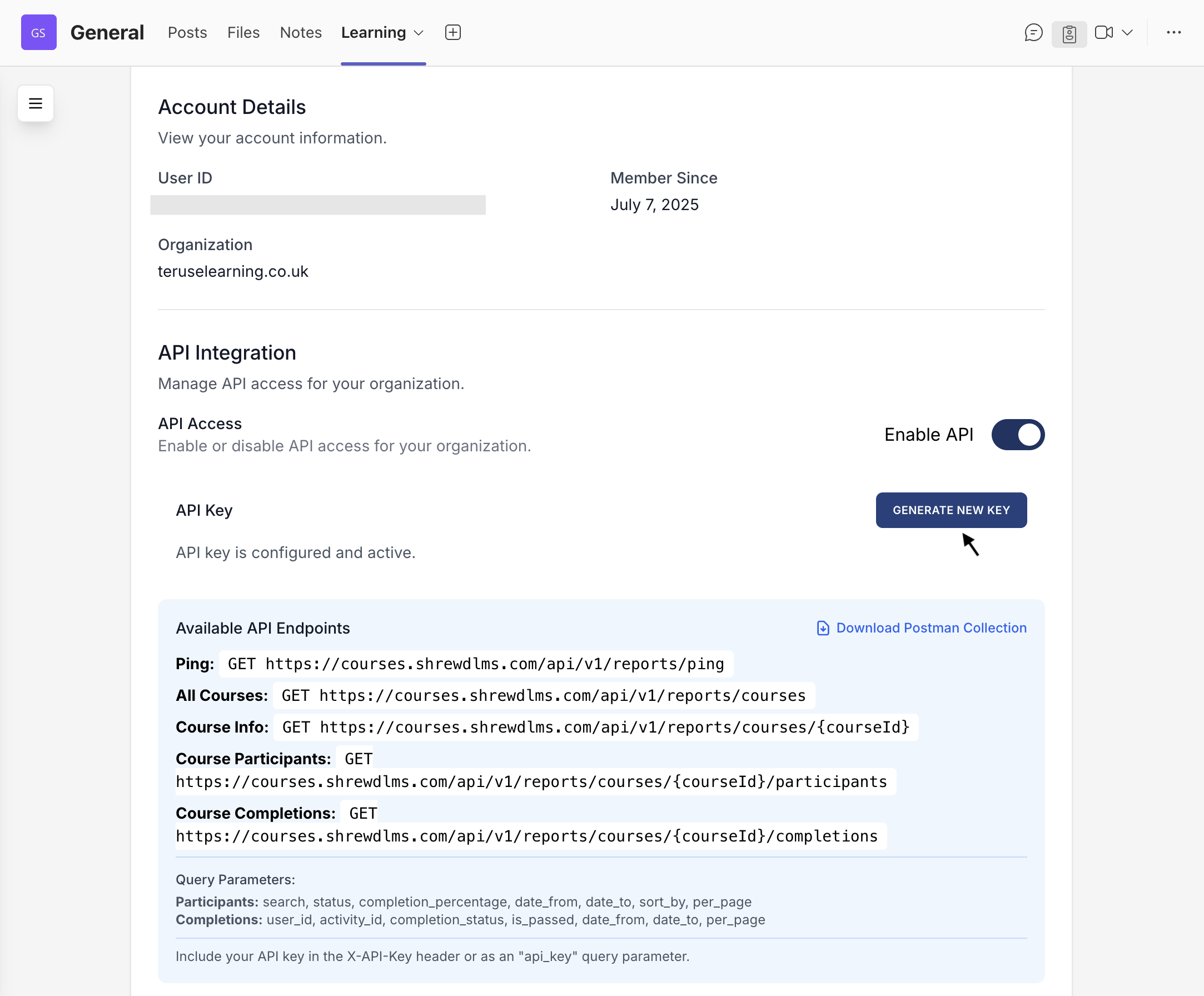 Reports API Config